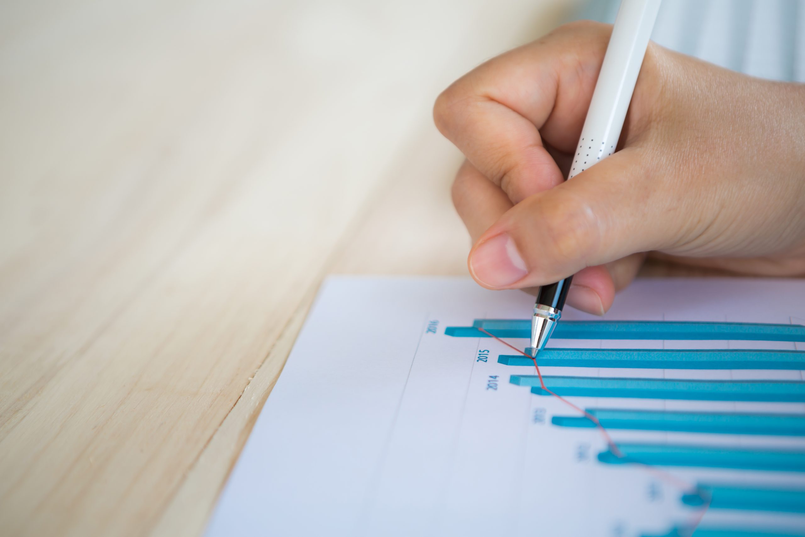 Hand write on Various financial charts on the table