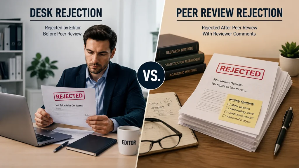 Desk rejection compared with peer review rejection