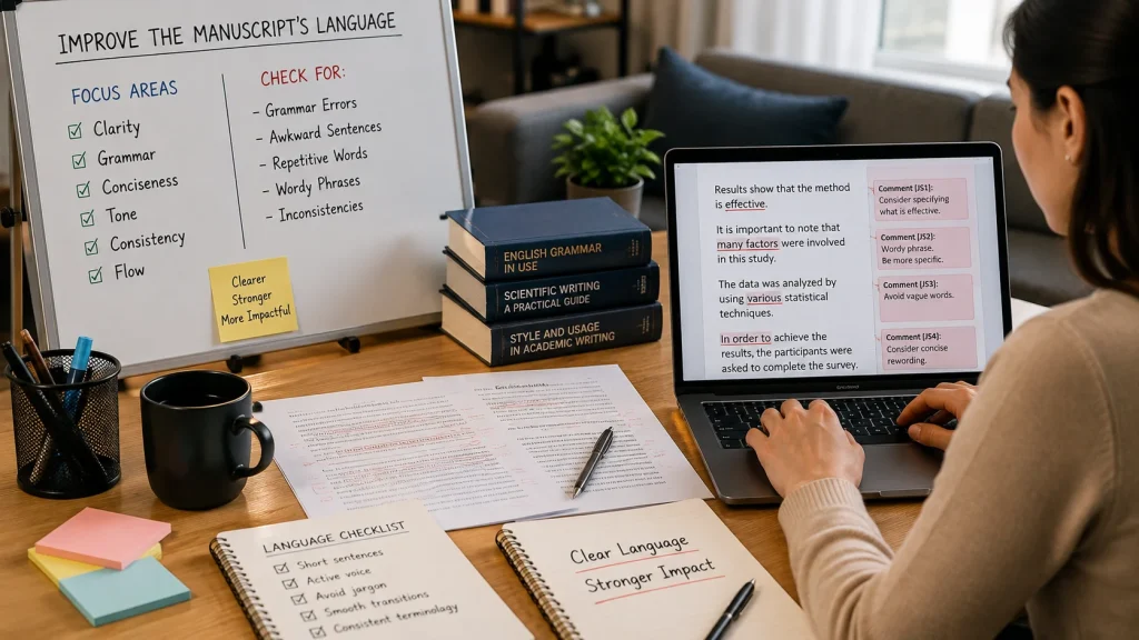 Improving manuscript language and clarity