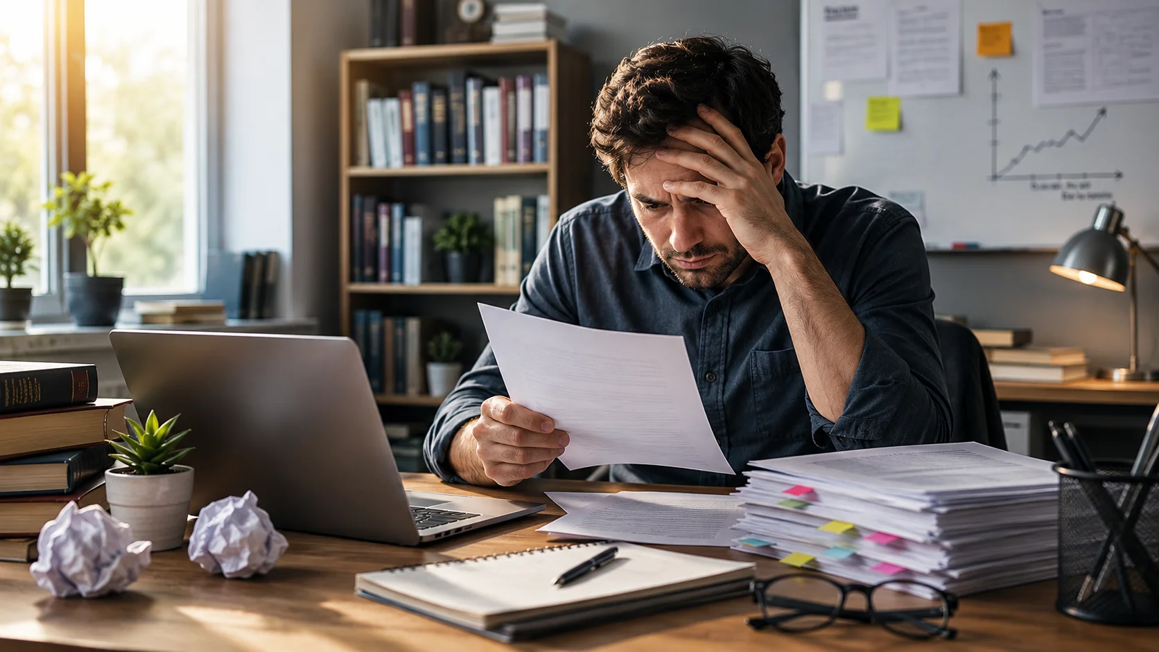 Researcher reviewing a rejected journal manuscript