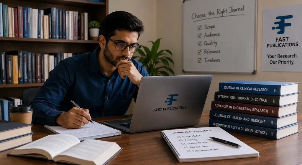 Researcher choosing a journal