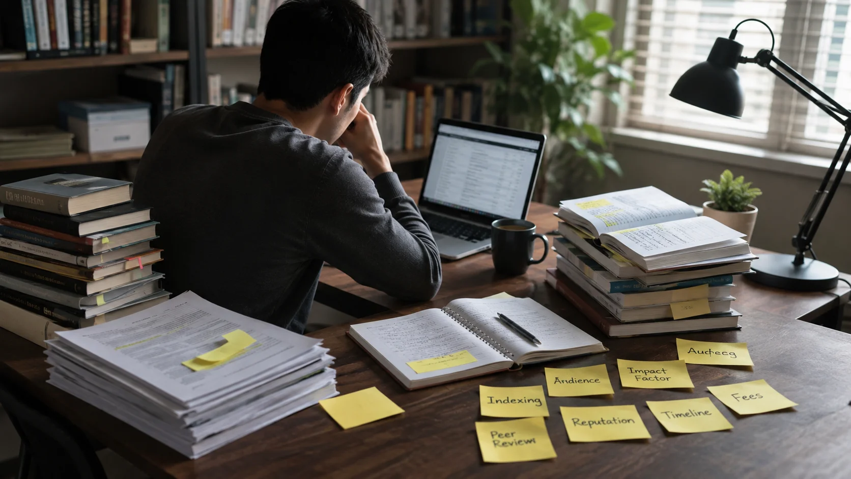 Researcher comparing journal options