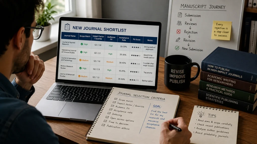 Researcher building a shortlist of suitable journals