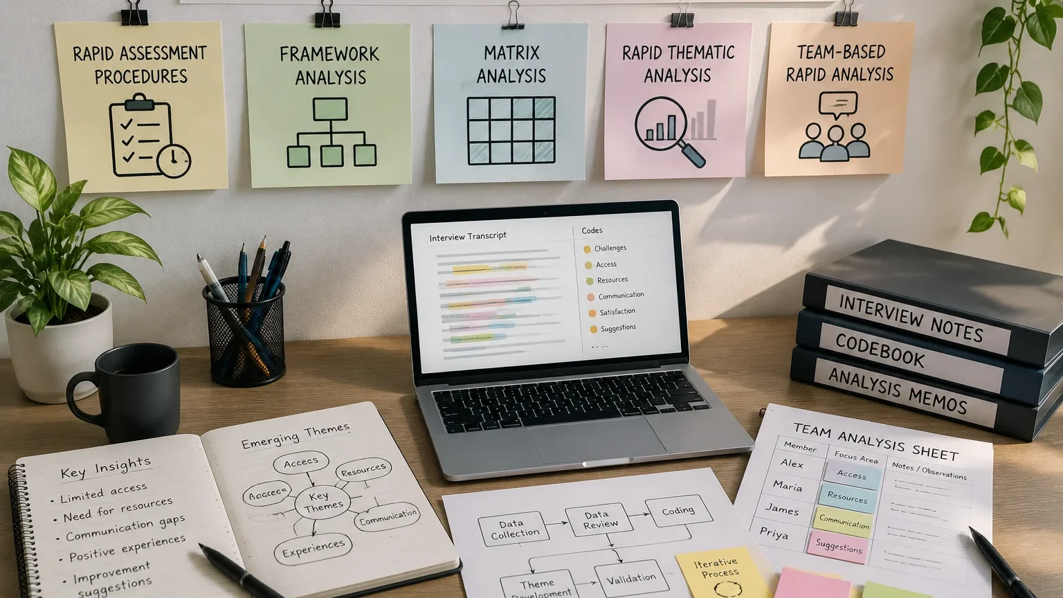 Different rapid qualitative analysis methods for research