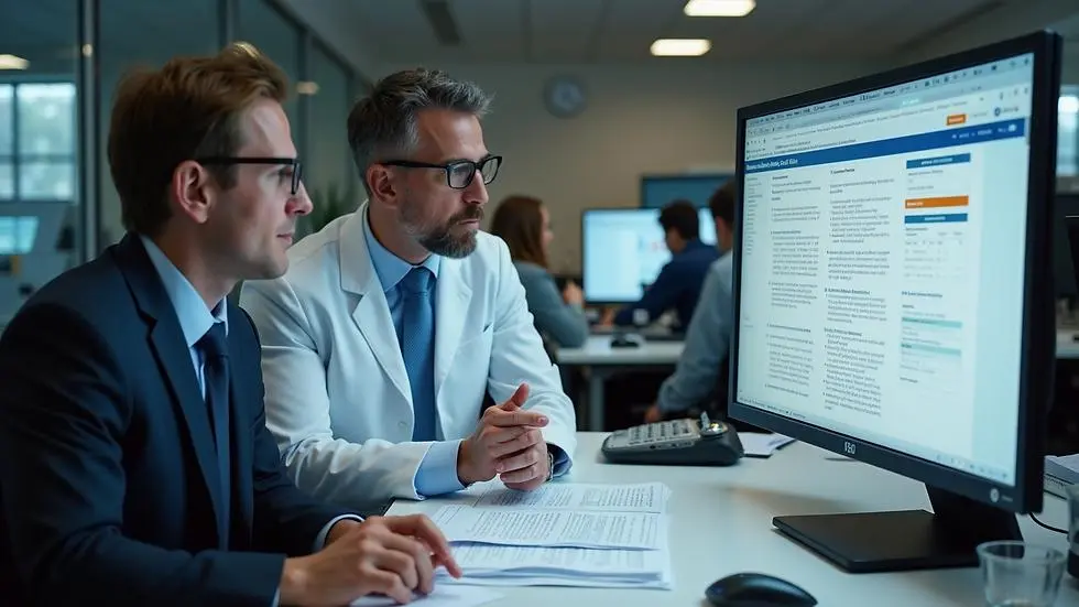 Researchers analyzing structured qualitative data with modern research tools