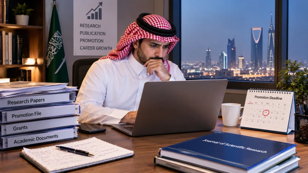 Saudi researcher facing academic promotion deadline pressure