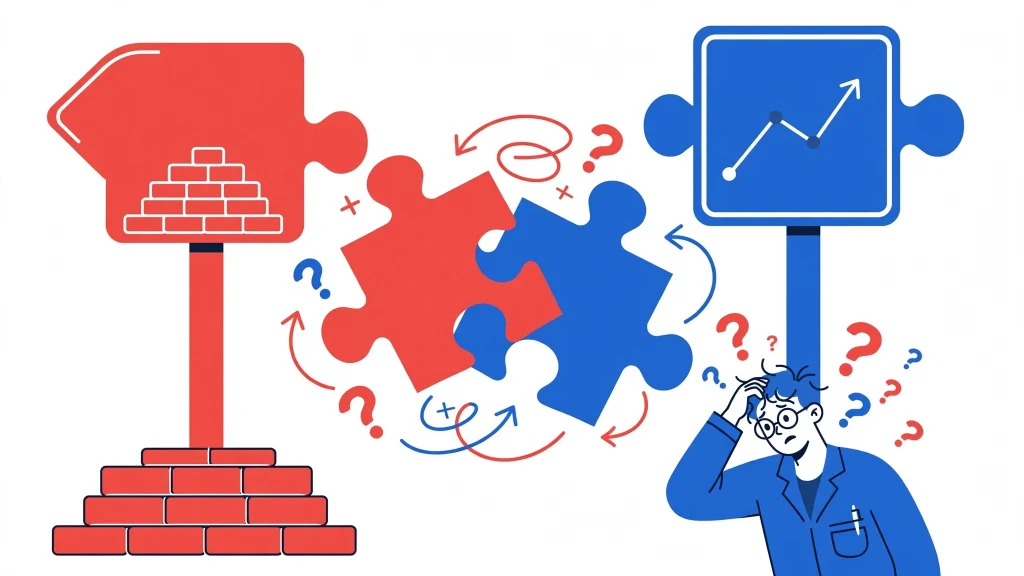 Illustration showing confusion between research assumptions and hypothesis with puzzle mismatch