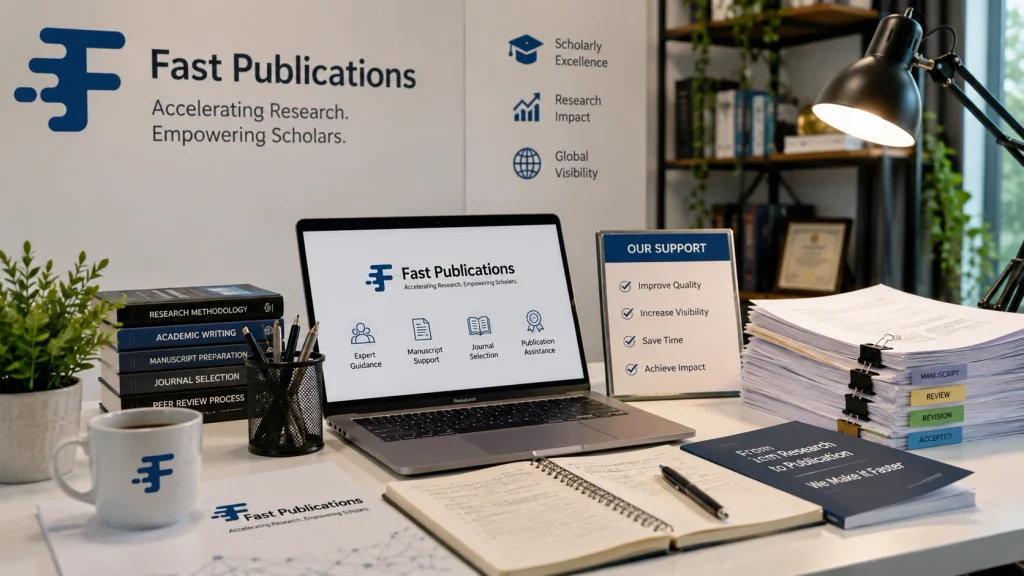 Fast Publications academic publishing support workspace with manuscript and research materials