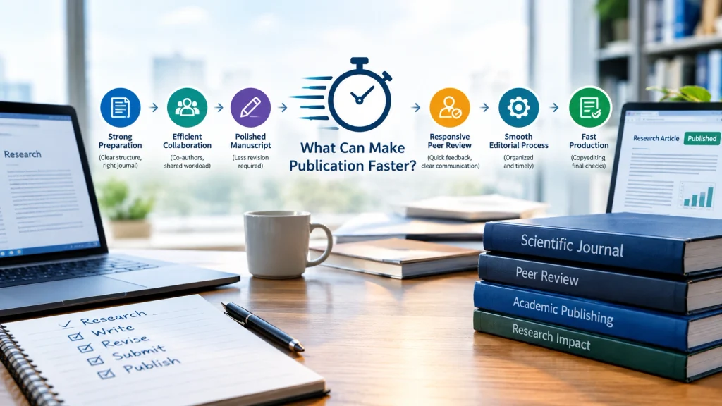 Conceptual illustration of faster academic publication