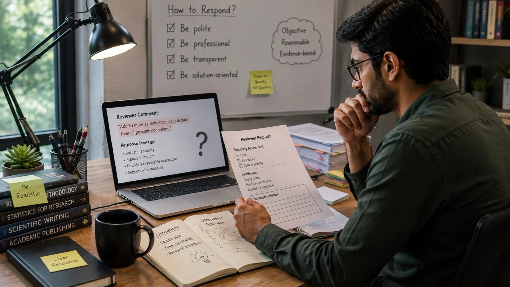 Researcher evaluating an impractical reviewer request and considering an evidence-based response