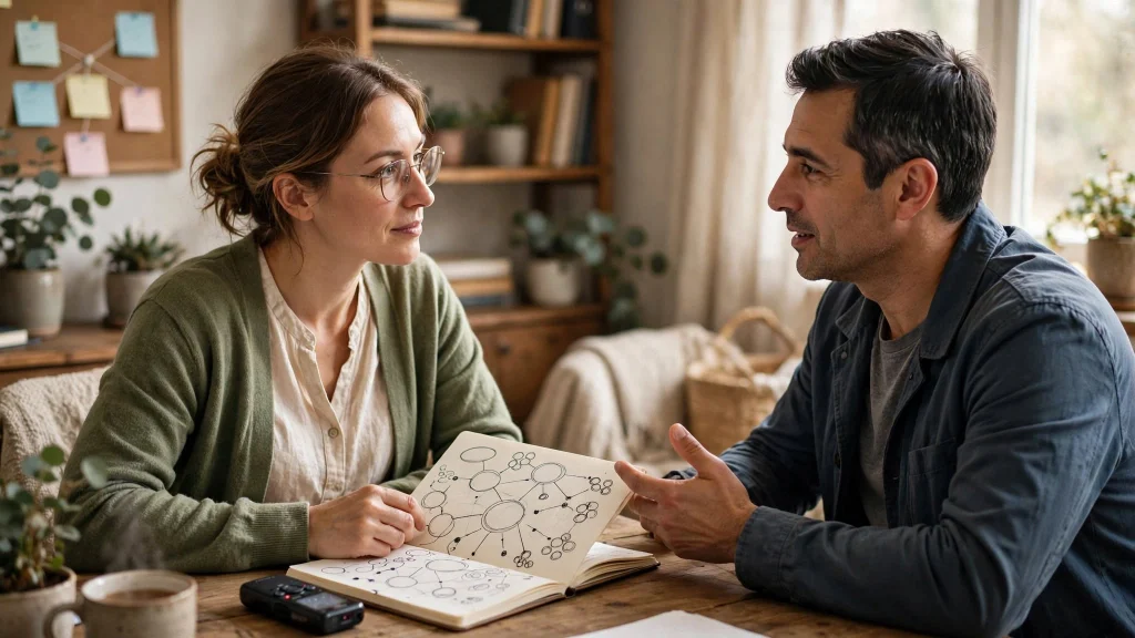 Researcher conducting qualitative interview to understand participant experiences