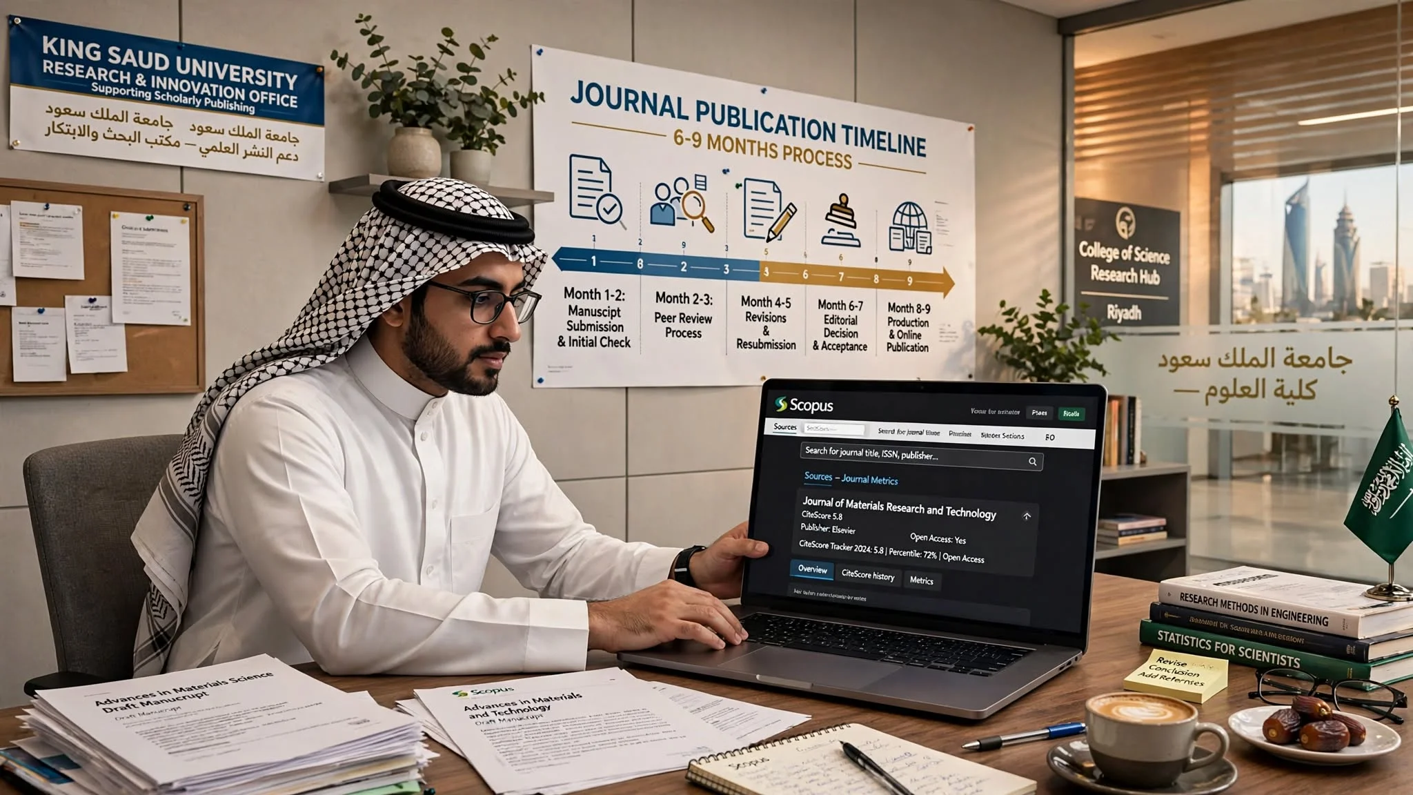 Saudi researcher checking Scopus publication timeline