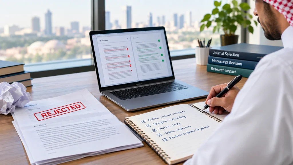 Researcher revising a rejected paper for resubmission