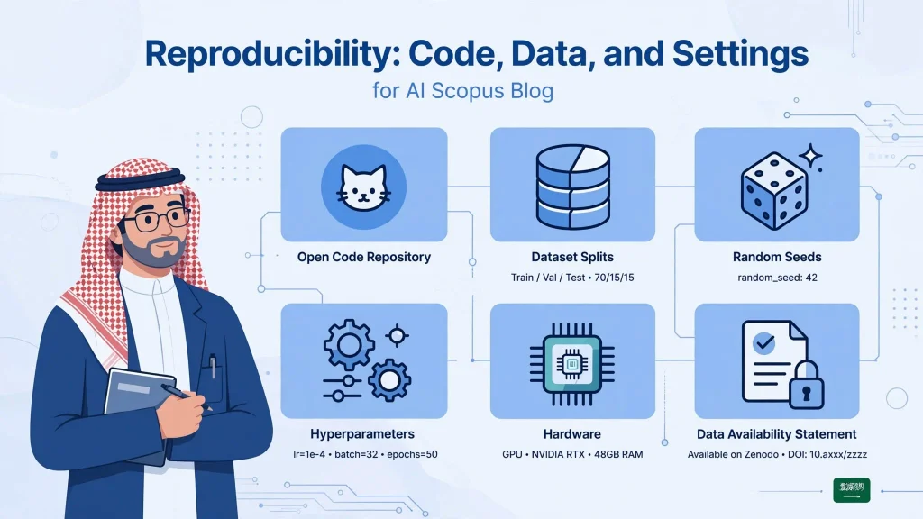 Reproducibility in AI code, data, and settings