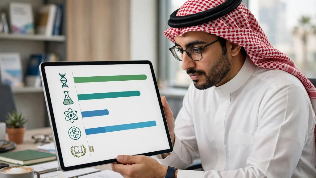 Saudi researcher reviewing Nature Index subject coverage chart